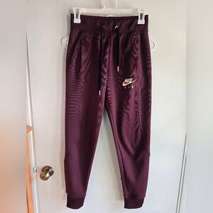 Nike Maroon Joggers Rose Gold Logo XS NWOT